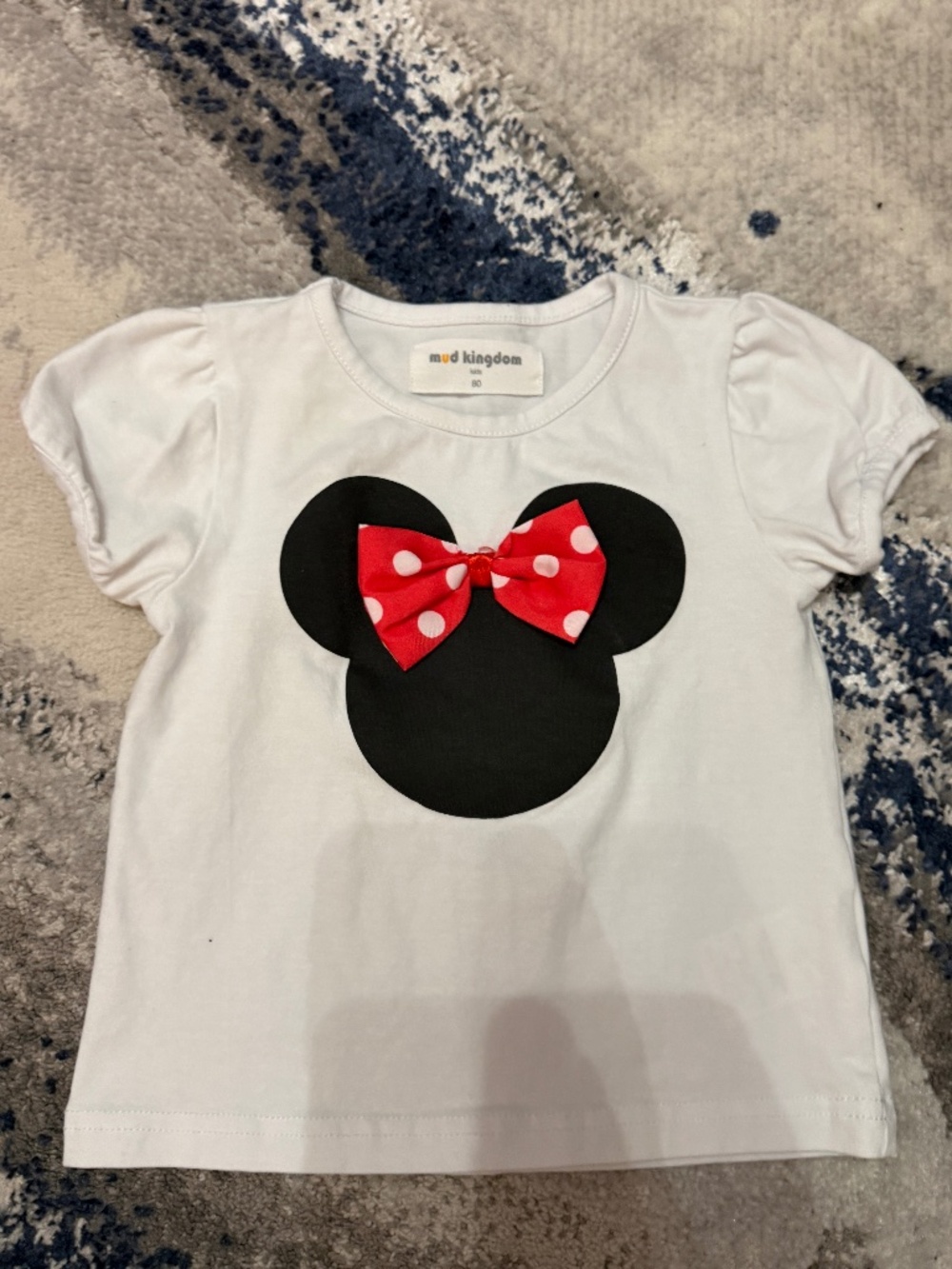 Mud Kingdom Girls Minnie Mouse Inspired Bow Shirt Size 80 White Red Polka Dot